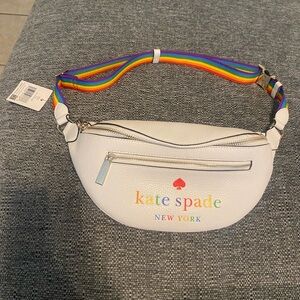 Kate Spade White Belt Bag with Multicolor Strap